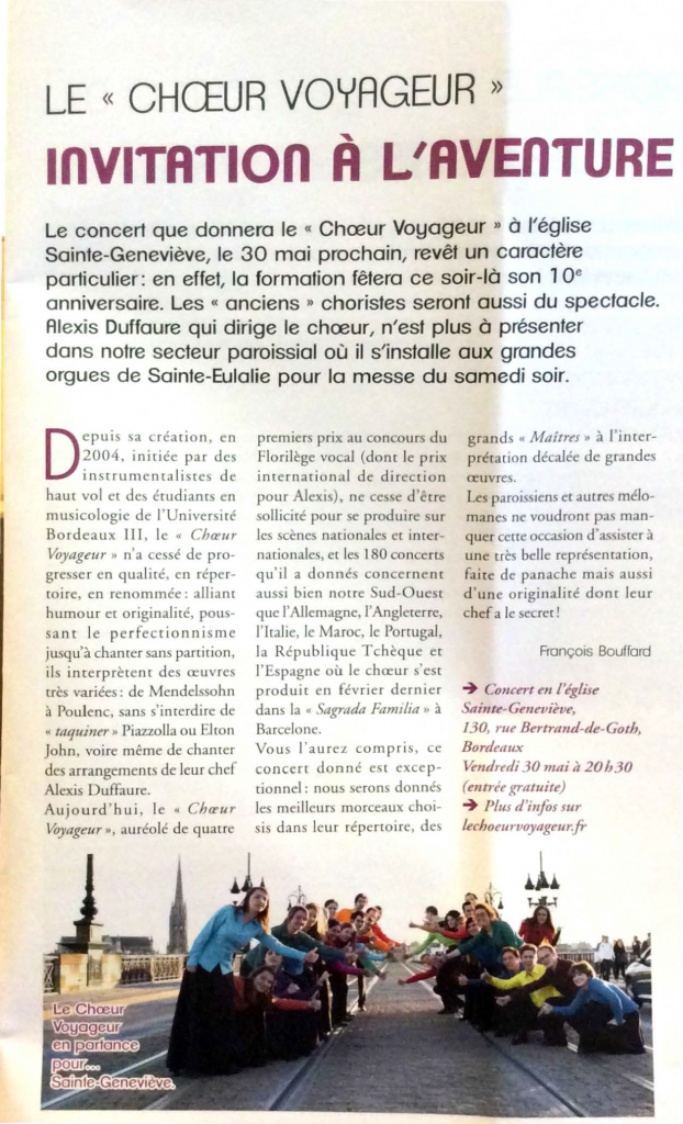 Chœur voyageur article